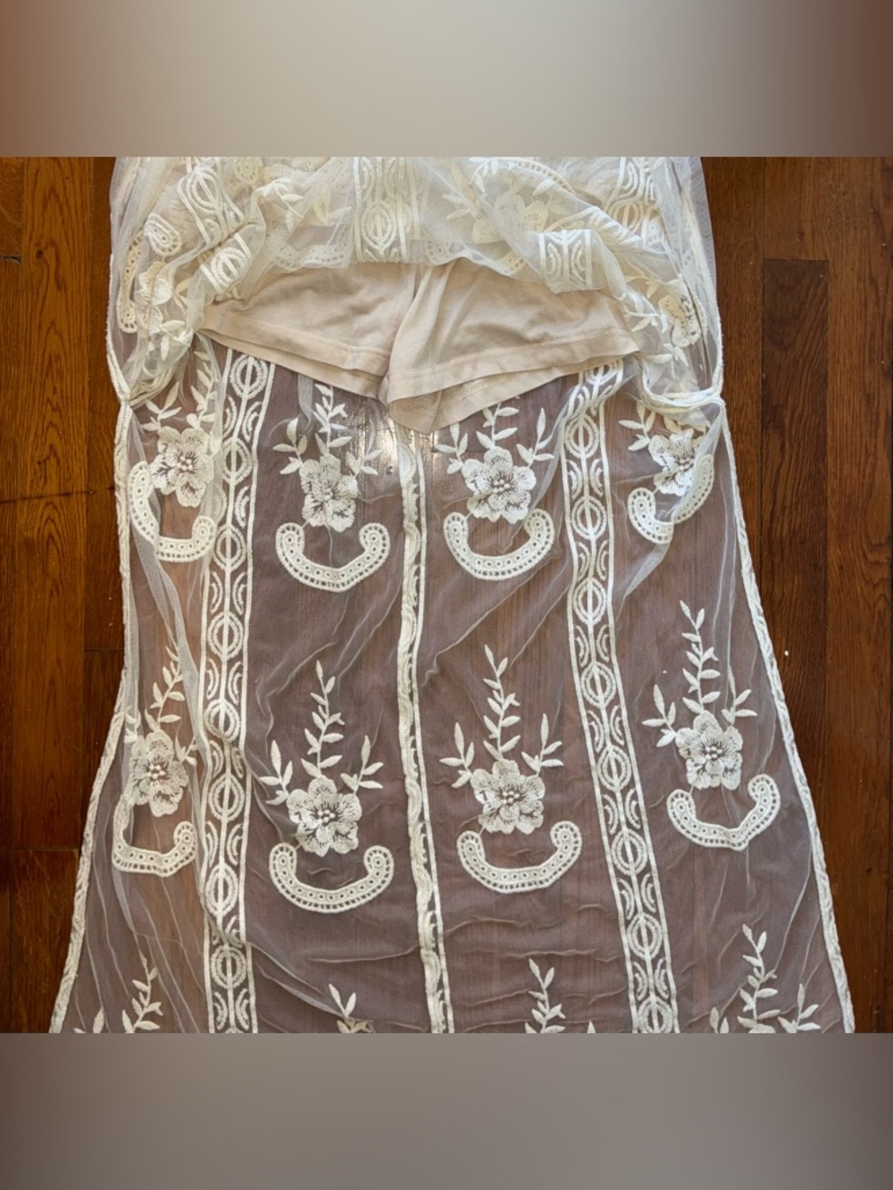 Wishlist Sheer Embroidered Maxi Dress Small Boho Creme - Picture 11 of 16